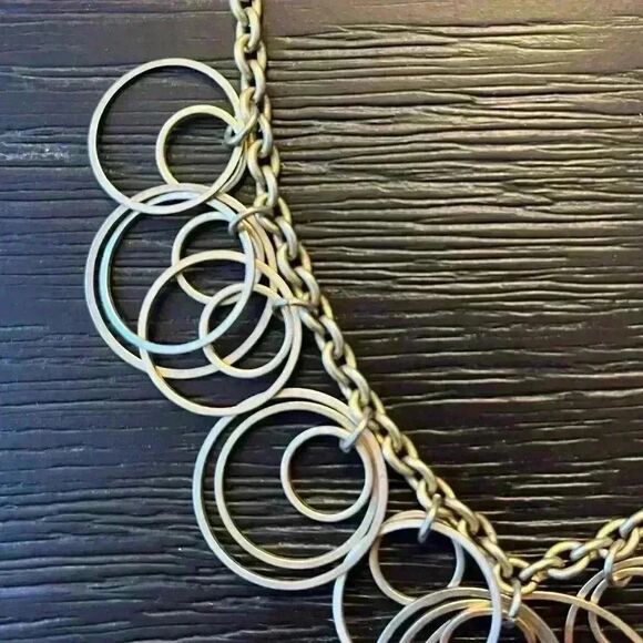 Gold tone hoop dangle interlacing statement necklace - Picture 3 of 4